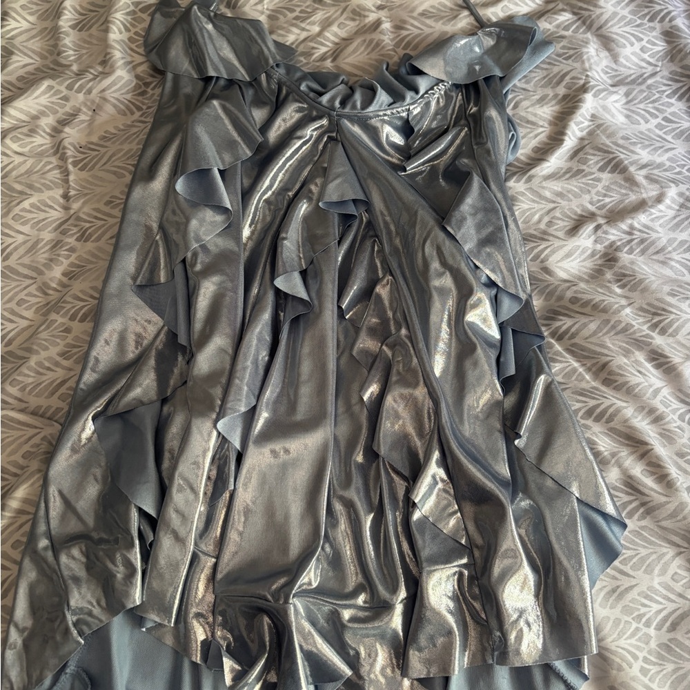 Metallic Blue Ruffle Top - Picture 3 of 3